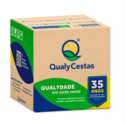 Caixa de cesta básica de doação com 12 itens